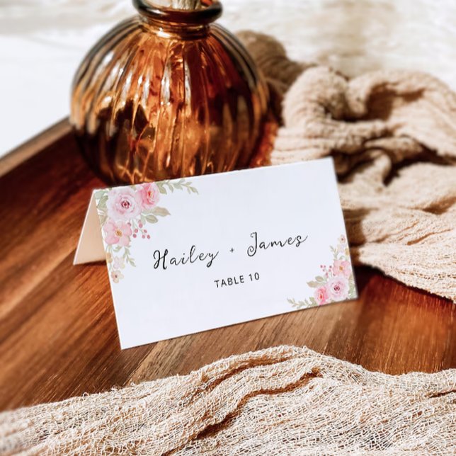 Modèle de Cartes de Table pour Mariage Rose (Rose Wedding Place cards Template)