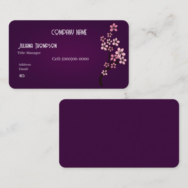 MODELE DE CARTES DE VISITE FLORALES (Devant / Derrière)