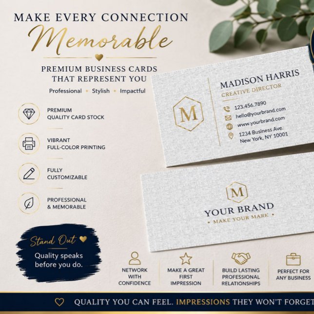 Modèle de Cartes de Visite Luxe en Linen (Créateur téléchargé)