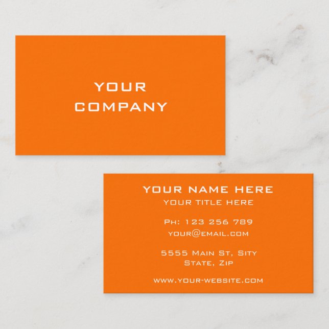 Modèle de Cartes de Visite Orange à Personnaliser (Devant / Derrière)