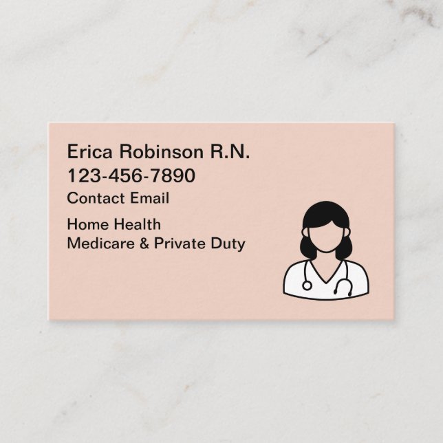 Modèle de Cartes de Visite pour Infirmière Diplômé (Devant)