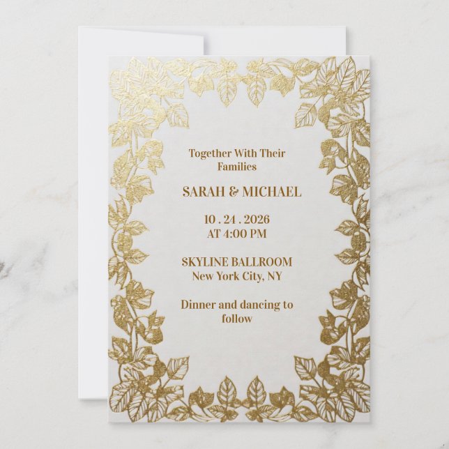 Modèle de carton d'invitation de mariage élégant a (Devant)