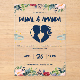Modèle de carton d'invitation de mariage transpare