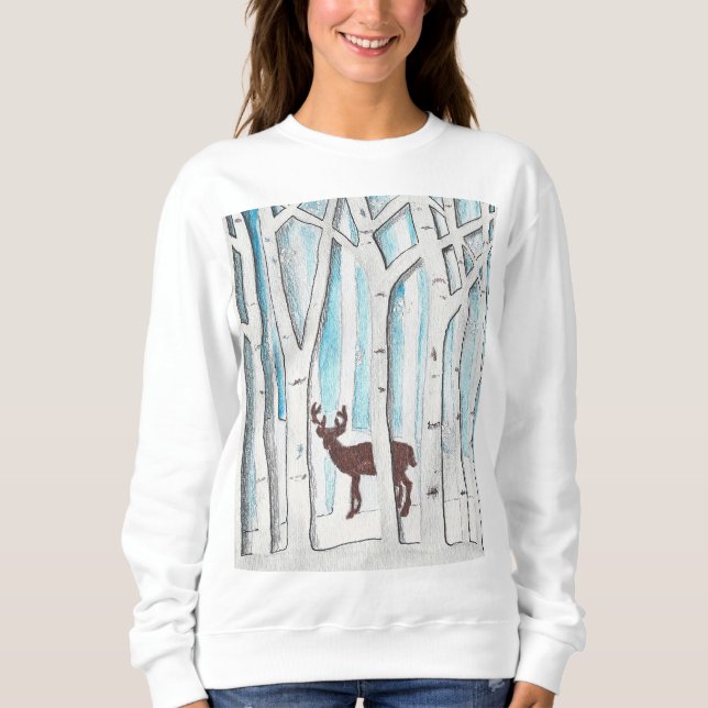 Modèle de cerf d'hiver sur un sweat à capuche (Devant)