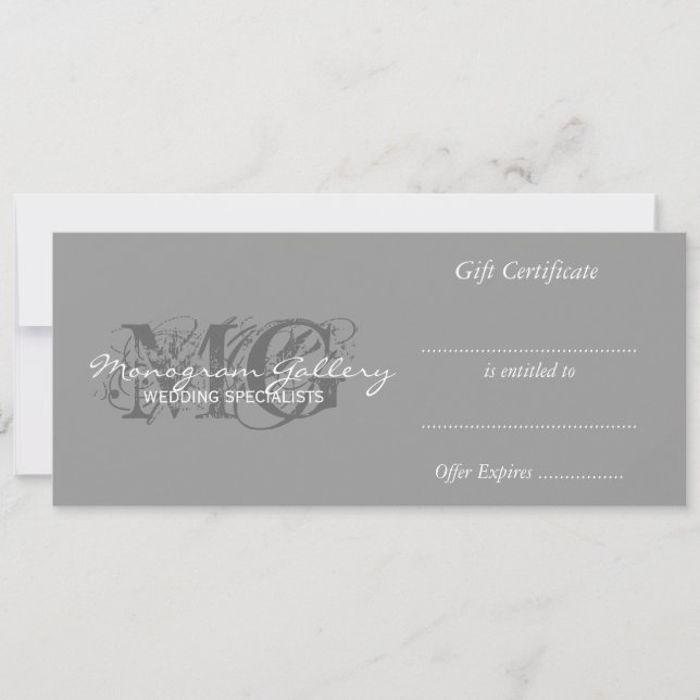 Modèle de certificat cadeau avec deux monogrammes (Devant)
