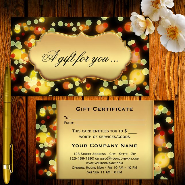 Modèle de certificat cadeau avec étincelles de lum (Créateur téléchargé)