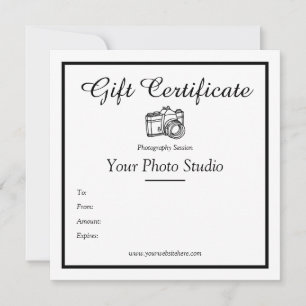 Modèle de certificat cadeau de photographie