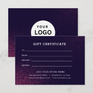 Modèle de certificat cadeau d'entreprise avec logo