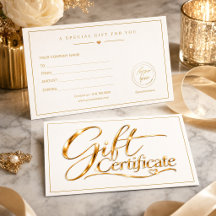 Modèle de certificat cadeau or élégant | Luxe
