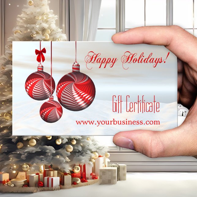 Modèle de certificat cadeau pour les fêtes de fin  (Festive and original 3D art business gift certificate template for the Holidays and Christmas season)