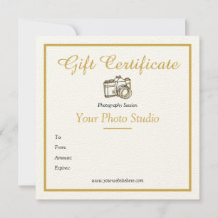 Modèle de certificat cadeau vintage Gold Photograp