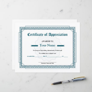 Modèle de certificat d'appréciation minimale