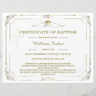 Modèle de certificat de baptême personnalisé modif
