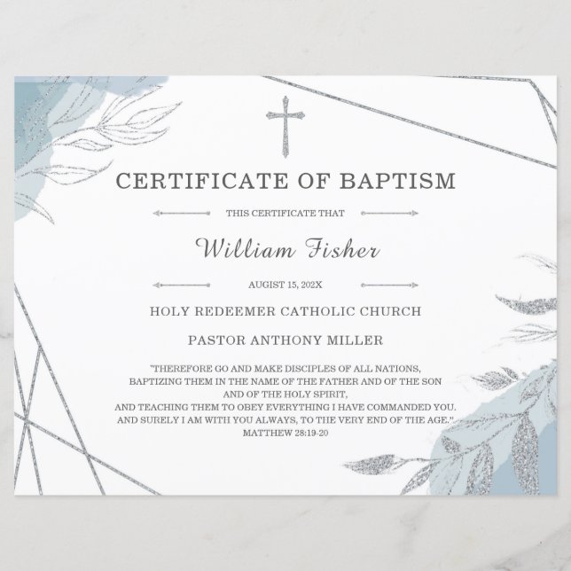 Modèle de certificat de baptême personnalisé modif (Devant)