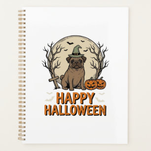 Modèle de chemise vintage Halloween Pug Chapeau de
