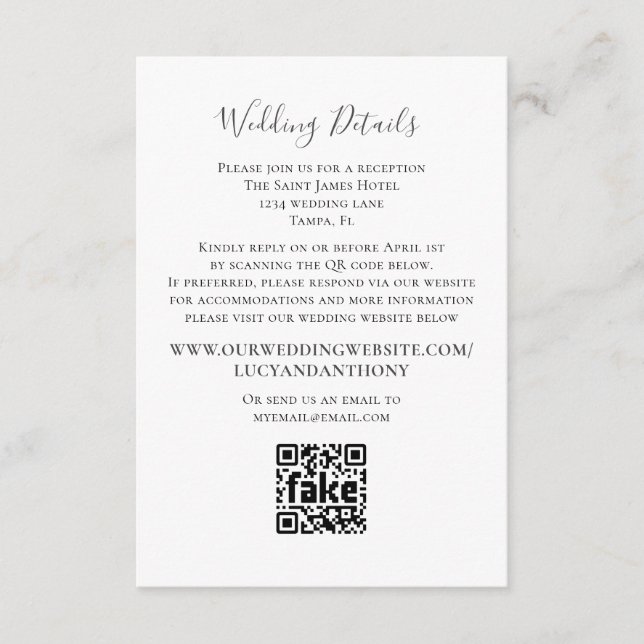 Modèle de code QR pour les détails de mariage simp (Devant)