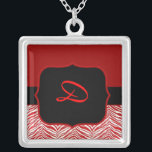 Modèle de collier de monogramme de Zèbre rouge<br><div class="desc">Magnifique Modèle de collier rouge Zèbre Monogramme,  customisez juste avec l'initiale désirée. Achetez-vous pour vous-même,  ou comme cadeau de Noël,  cadeau d'anniversaire,  ou comme cadeau de servante d'information!</div>