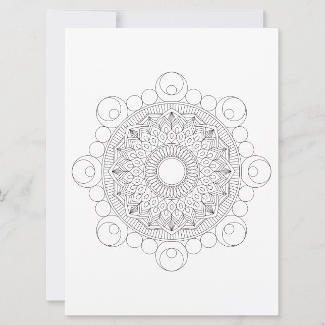 Modèle de coloration géométrique Mandala Black Lin (Devant)