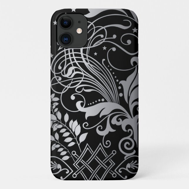 Modèle de Damas de torchage gris sur Coque noir-ma (Dos)
