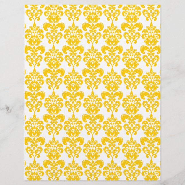 Modèle de Damas Vintage jaune et blanc 2 (Devant)