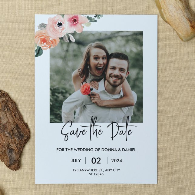 Modèle de faire-part de date de mariage à photo fl (Créateur téléchargé)
