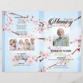 Modèle de faire-part de funérailles Cerisier en Fl