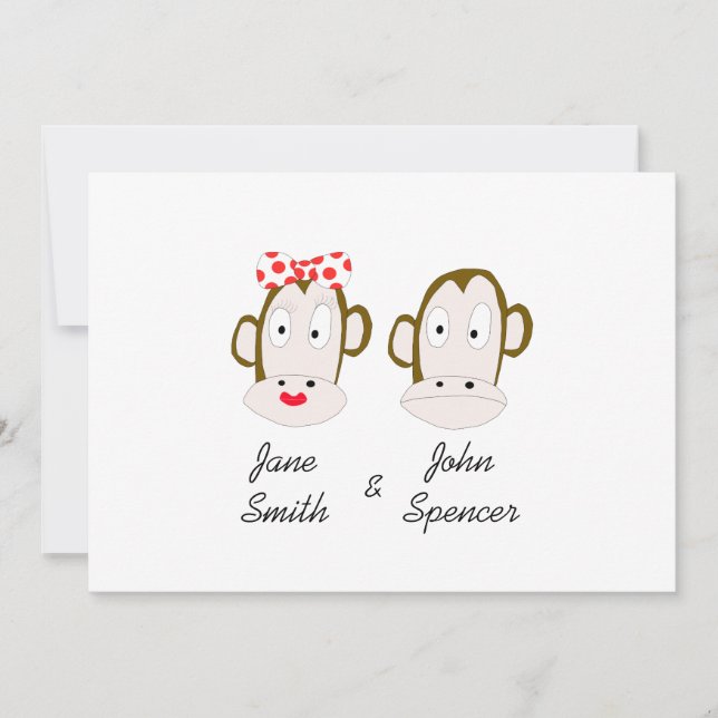 Modèle de faire-part de mariage de singes (Devant)