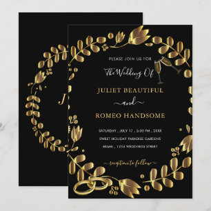 Modèle de Faire-part de mariage d'or noir