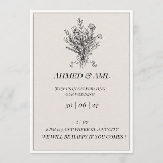 Modèle de faire-part de mariage élégant et minimal