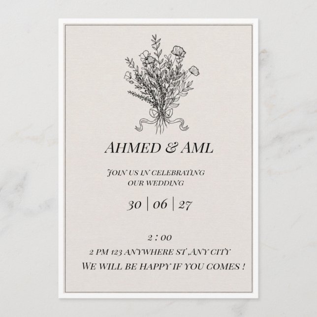 Modèle de faire-part de mariage élégant et minimal (Devant)