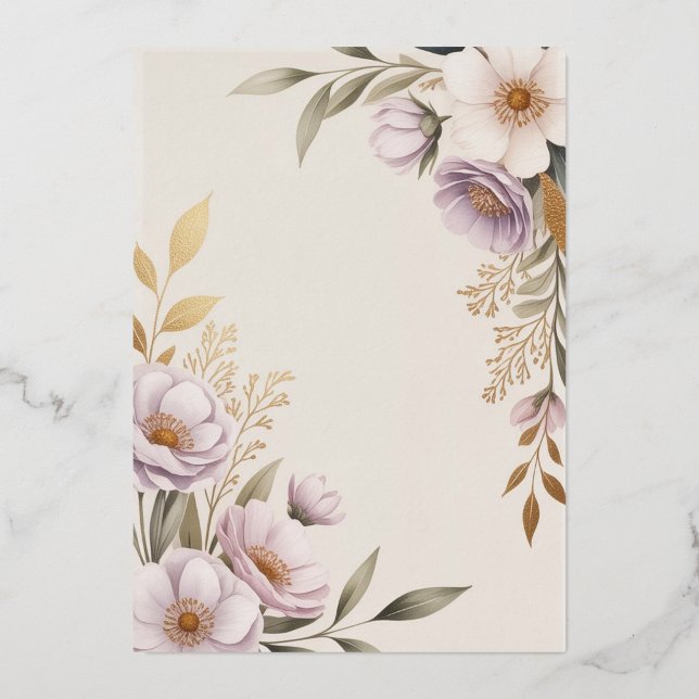 Modèle de faire-part de mariage élégant floral (Verso)
