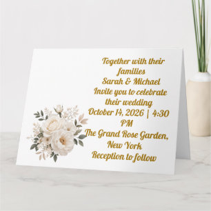 Modèle de faire-part de mariage floral beige éléga