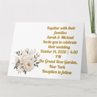 Modèle de faire-part de mariage floral beige éléga