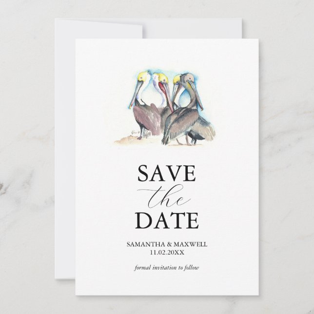 Modèle de faire-part de mariage Floride Pélican à  (Devant)