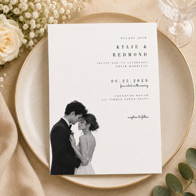 Modèle de faire-part de mariage photo éditoriale. (Créateur téléchargé)