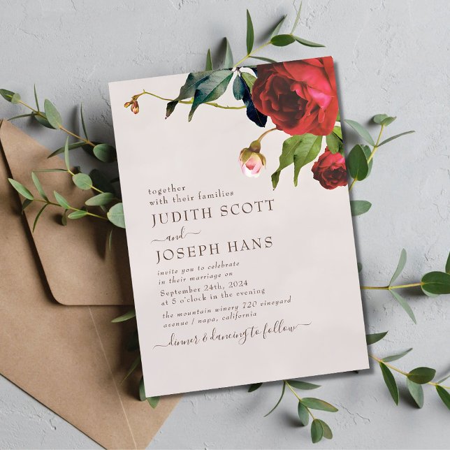 Modèle de Faire-part de mariage Rose turc minimal (Créateur téléchargé)