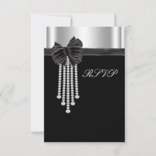 Modèle de faire-part de soirée Noir Argent Diamant