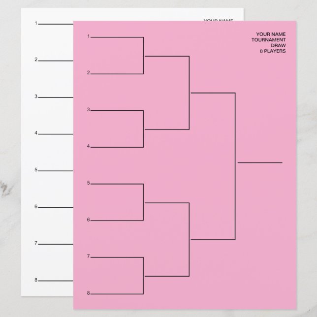 Modèle de feuille de tirage au sort pour 8 équipes (Devant / Derrière)
