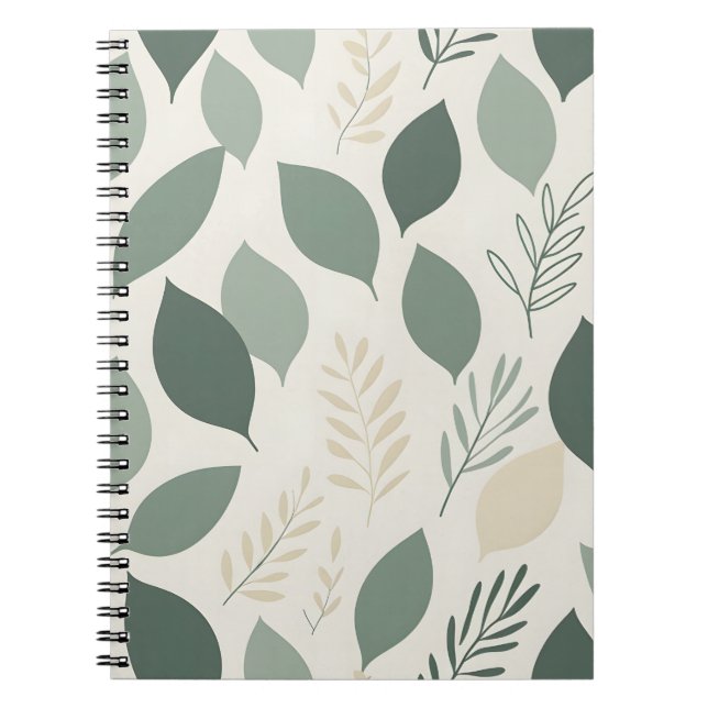Modèle de feuille vert sauge | Cahier de spirale b (Devant)