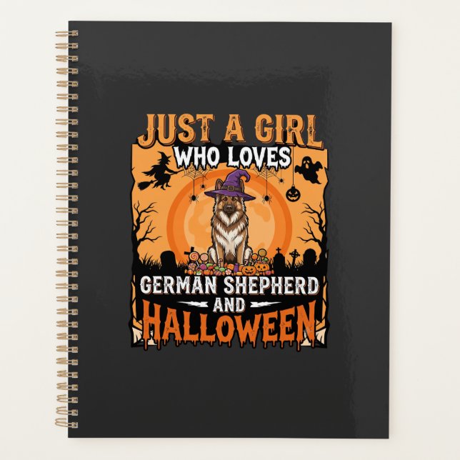 Modèle de fille d'Halloween Berger Allemand sorciè (Devant)