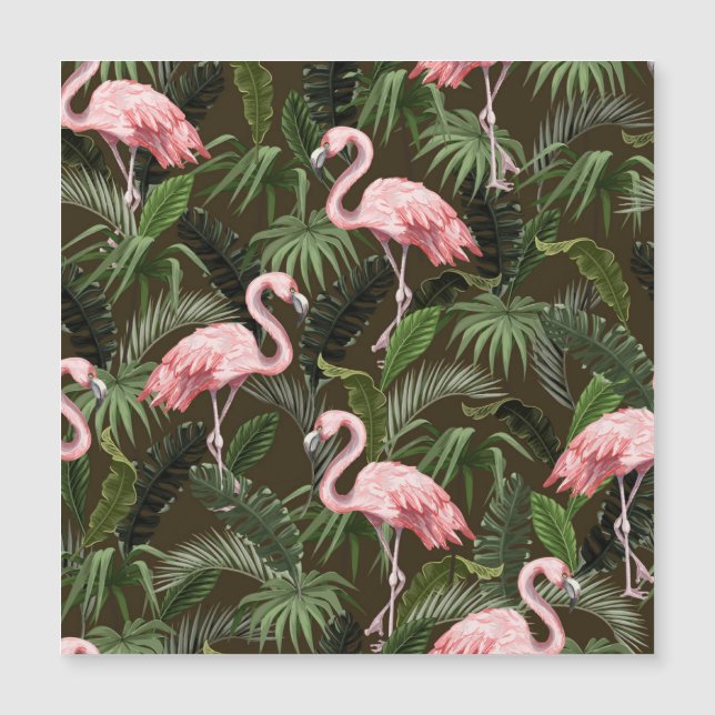Modèle de flamingo tropical : Feuilles Vintages (Devant)
