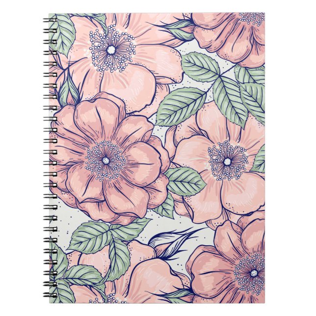 Modèle de Fleur Rose | Journal de Notes (Devant)