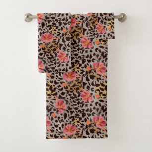 Modèle de fleurs de Poster de animal léopard