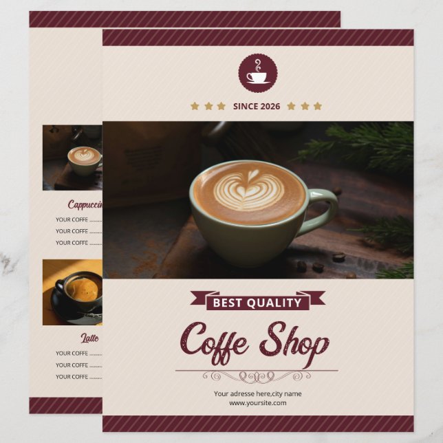 Modèle de Flyer de Café Minimaliste (Devant / Derrière)