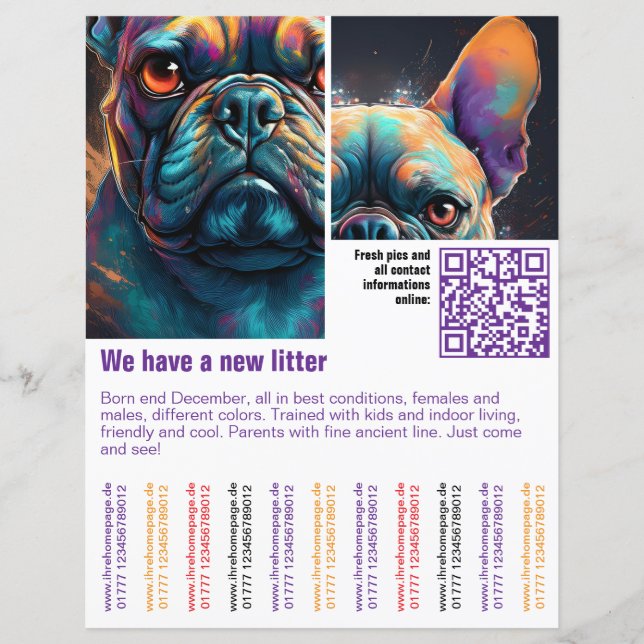 modèle de flyer de chiots à vendre avec QR code (Devant)