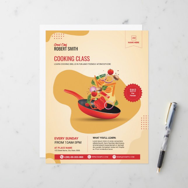 Modèle de Flyer de Cours de Cuisine (Devant/Arrière en situation)