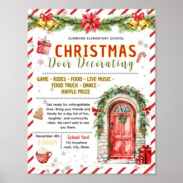 Modèle de flyer de décoration de porte de Noël mod (Devant)