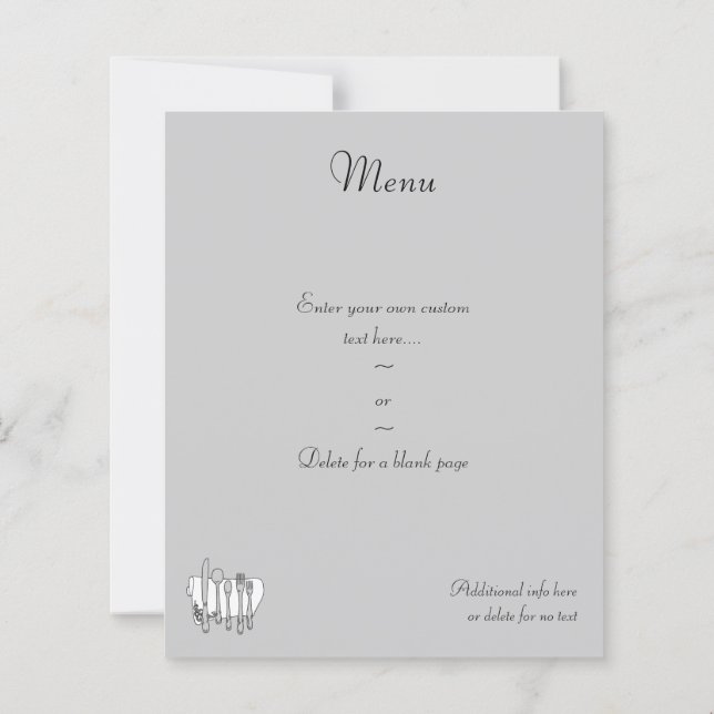 Modèle de flyer de menu personnalisé pour couverts (Dos)