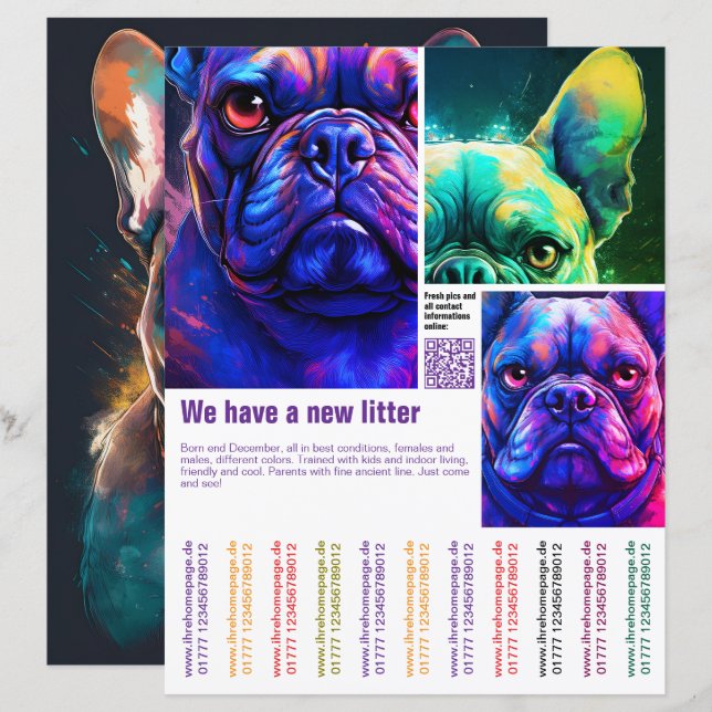 modèle de flyer de vente de chiots avec code QR (Devant / Derrière)