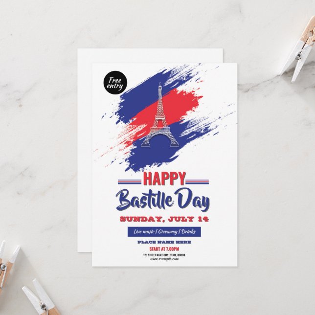 Modèle de flyer d'invitation à la fête de la Basti (Devant/Arrière en situation)